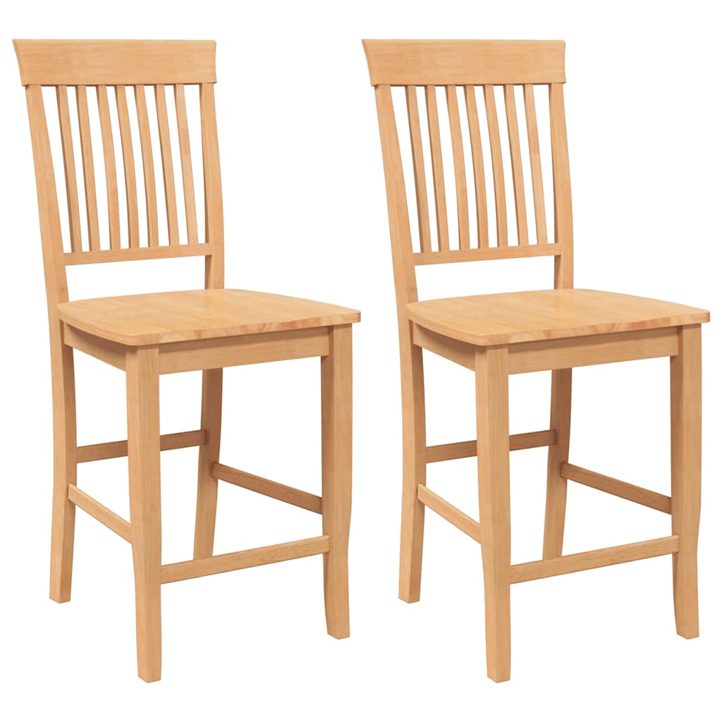 Tabourets de bar (lot de 2) en bois massif naturel et caoutchouc - XIOS