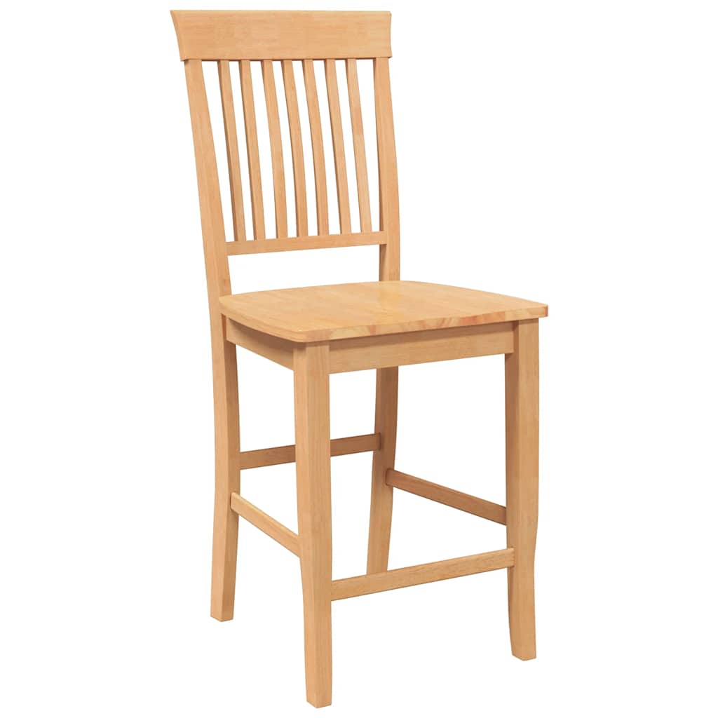 Tabourets de bar (lot de 2) en bois massif naturel et caoutchouc - XIOS
