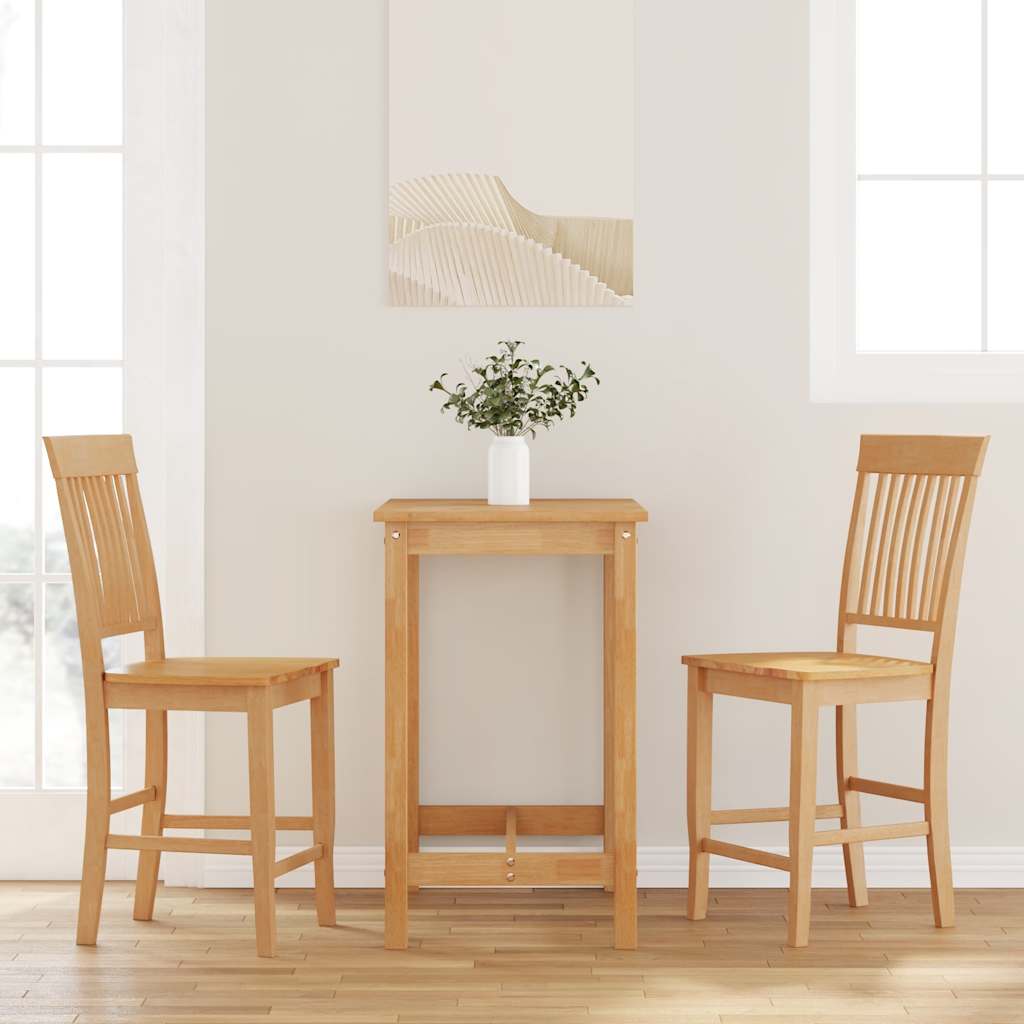 Tabourets de bar (lot de 2) en bois massif naturel et caoutchouc - XIOS