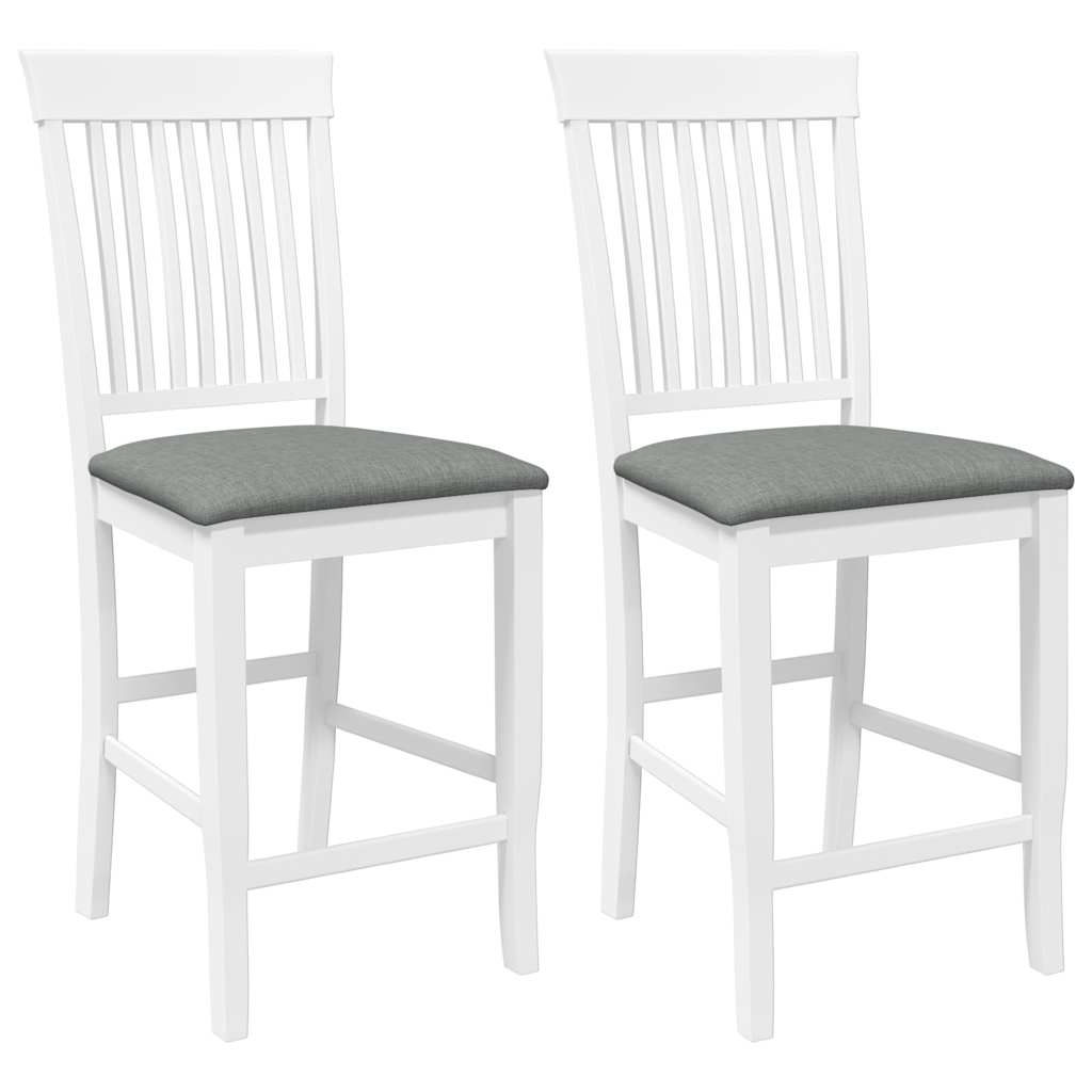 Tabourets de bar avec coussins (lot de 2) en bois massif blanc et caoutchouc - XIOS