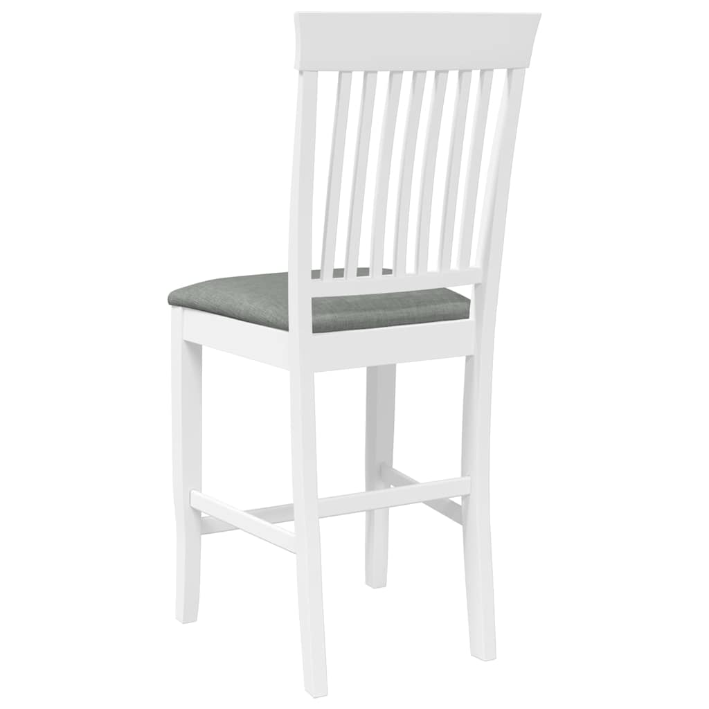Tabourets de bar avec coussins (lot de 2) en bois massif blanc et caoutchouc - XIOS