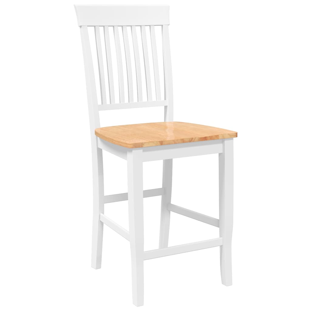 Tabourets de bar (lot de 2) en bois massif blanc et caoutchouc - XIOS