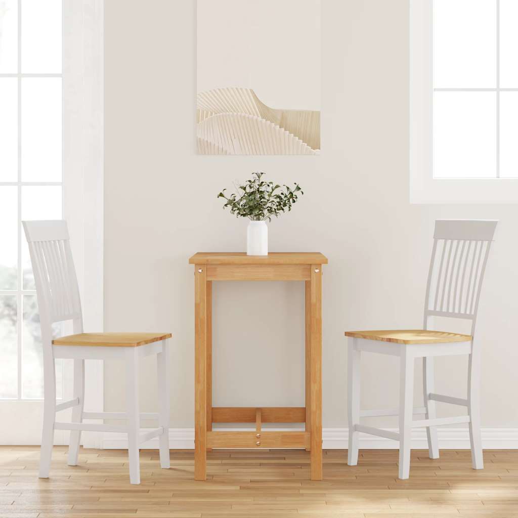 Tabourets de bar (lot de 2) en bois massif blanc et caoutchouc - XIOS