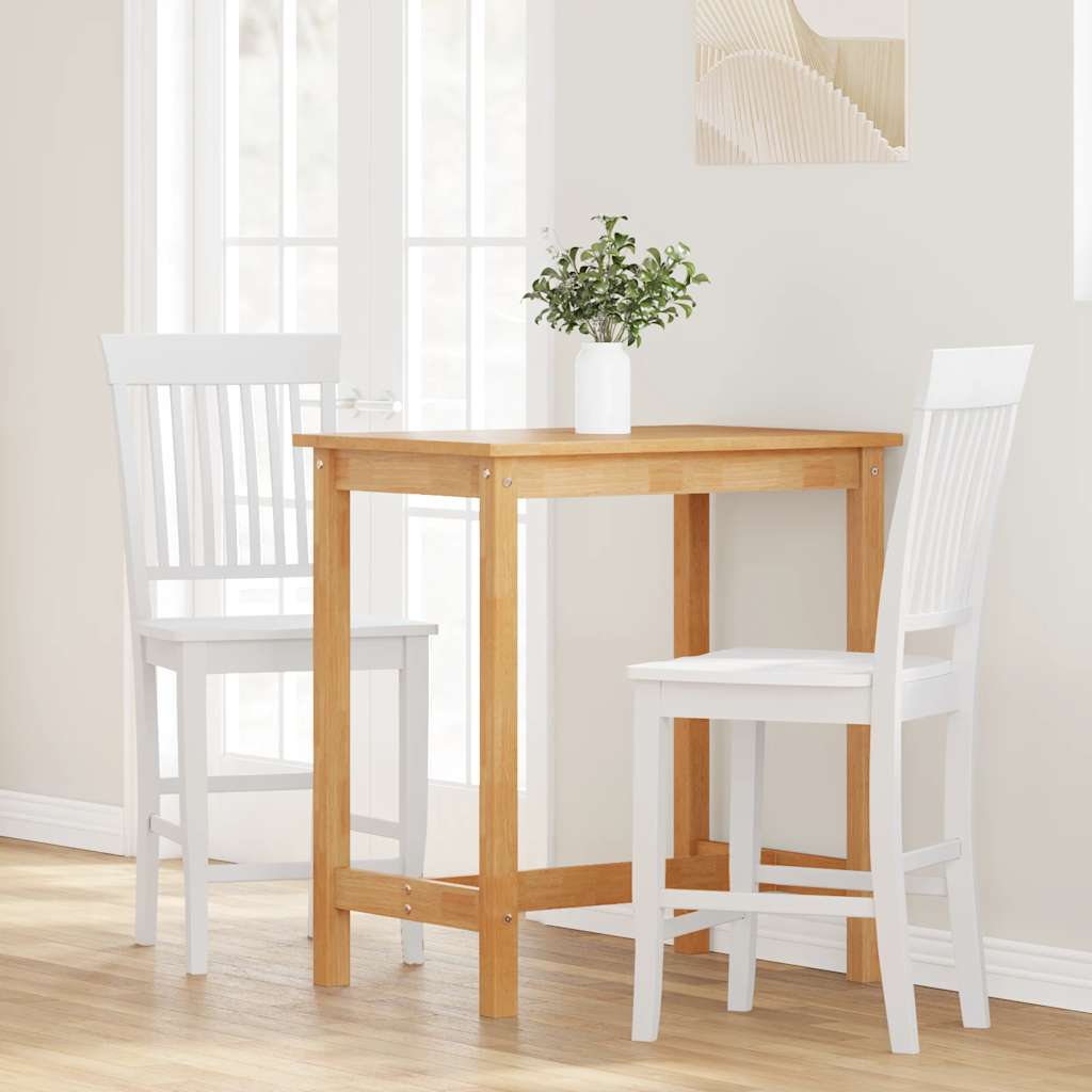 Tabourets de bar (lot de 2) en bois massif blanc et caoutchouc - XIOS