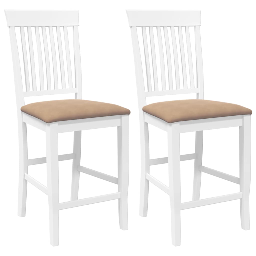 Tabourets de bar avec coussins (lot de 2) en bois massif blanc et caoutchouc - XIOS