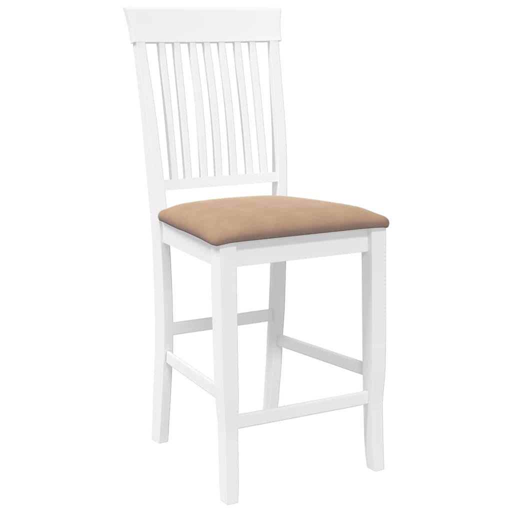 Tabourets de bar avec coussins (lot de 2) en bois massif blanc et caoutchouc - XIOS