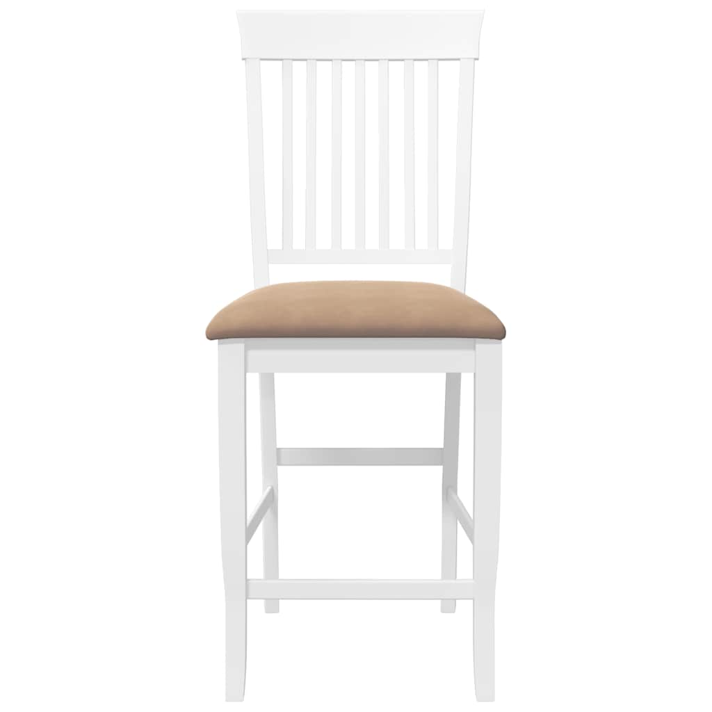 Tabourets de bar avec coussins (lot de 2) en bois massif blanc et caoutchouc - XIOS