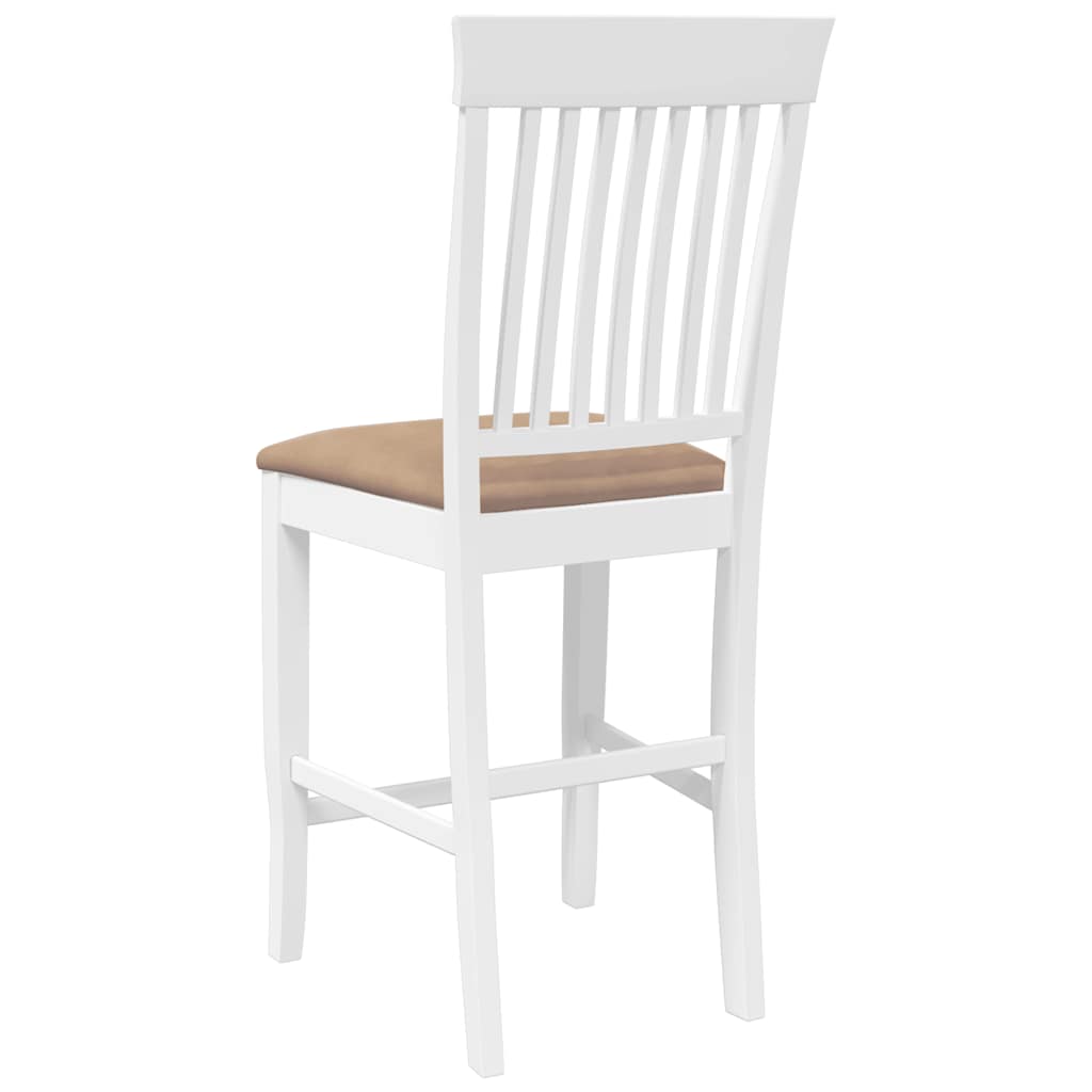 Tabourets de bar avec coussins (lot de 2) en bois massif blanc et caoutchouc - XIOS