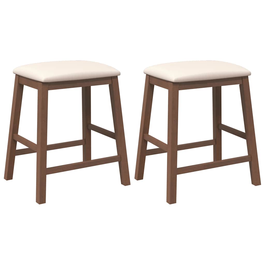 chaises de bar avec coussins 2 pcs marron bois massif d'hévéa - XIOS