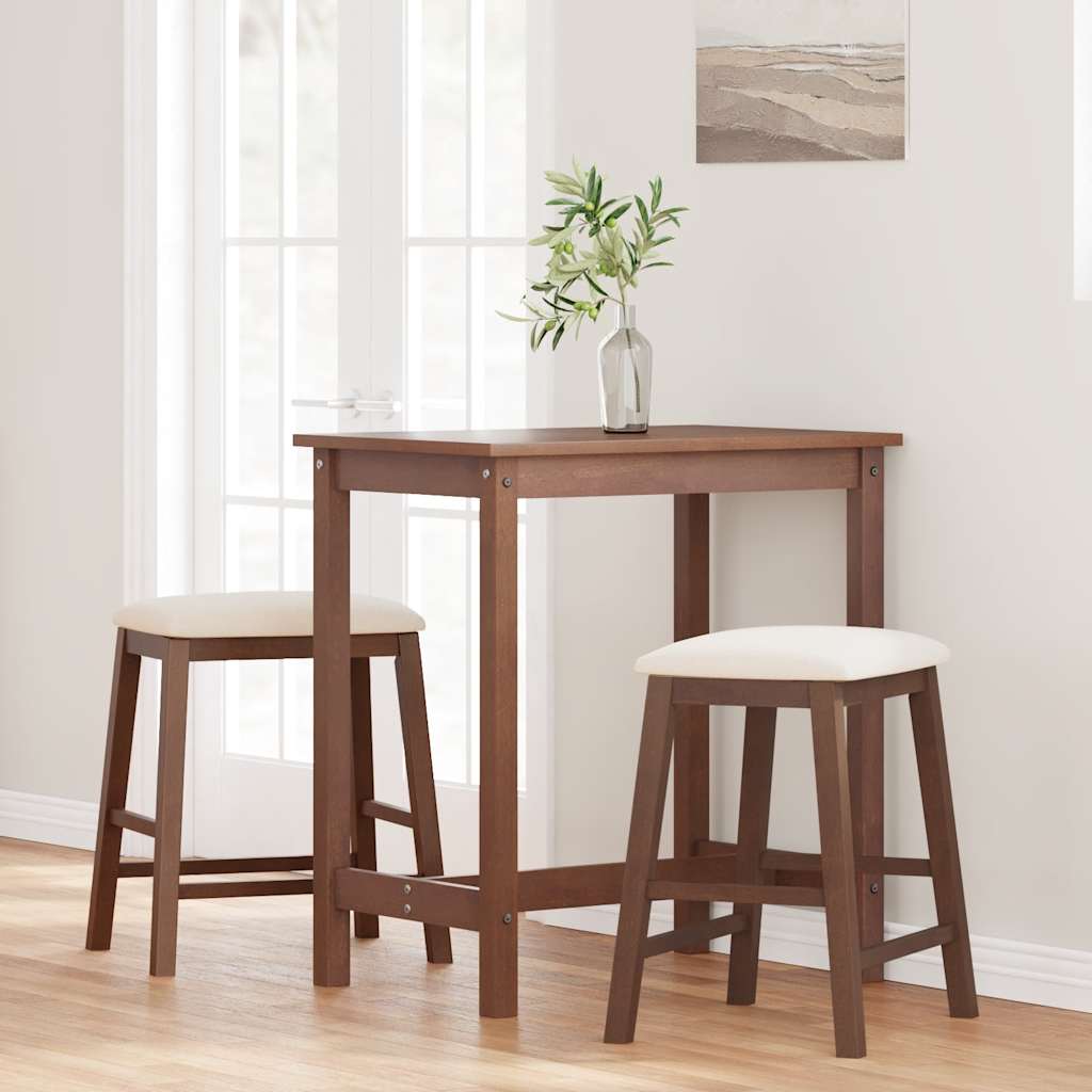 chaises de bar avec coussins 2 pcs marron bois massif d'hévéa - XIOS