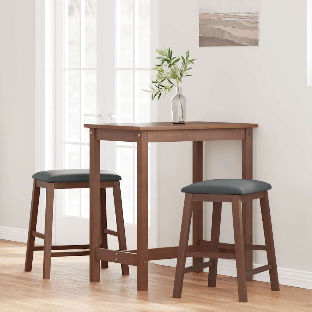 chaises de bar avec coussins 2 pcs marron bois massif d'hévéa - XIOS
