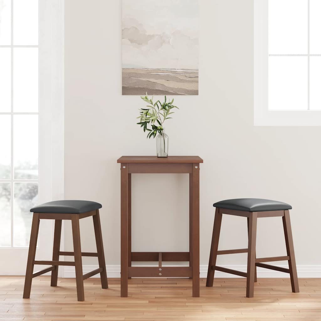 chaises de bar avec coussins 2 pcs marron bois massif d'hévéa - XIOS