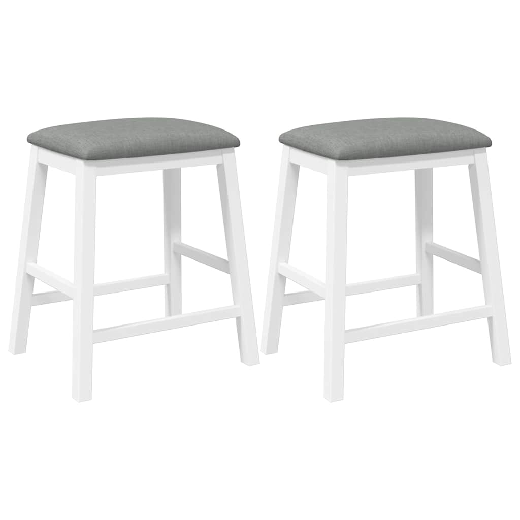 Chaises de bar avec coussins 2 pcs blanc bois massif d'hévéa - XIOS