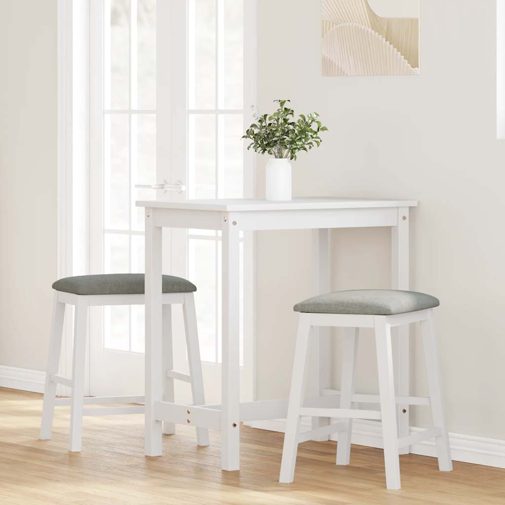 Chaises de bar avec coussins 2 pcs blanc bois massif d'hévéa - XIOS