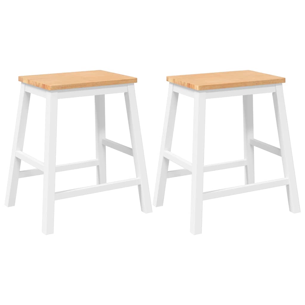Chaises de bar 2 pcs blanc bois massif d'hévéa - XIOS