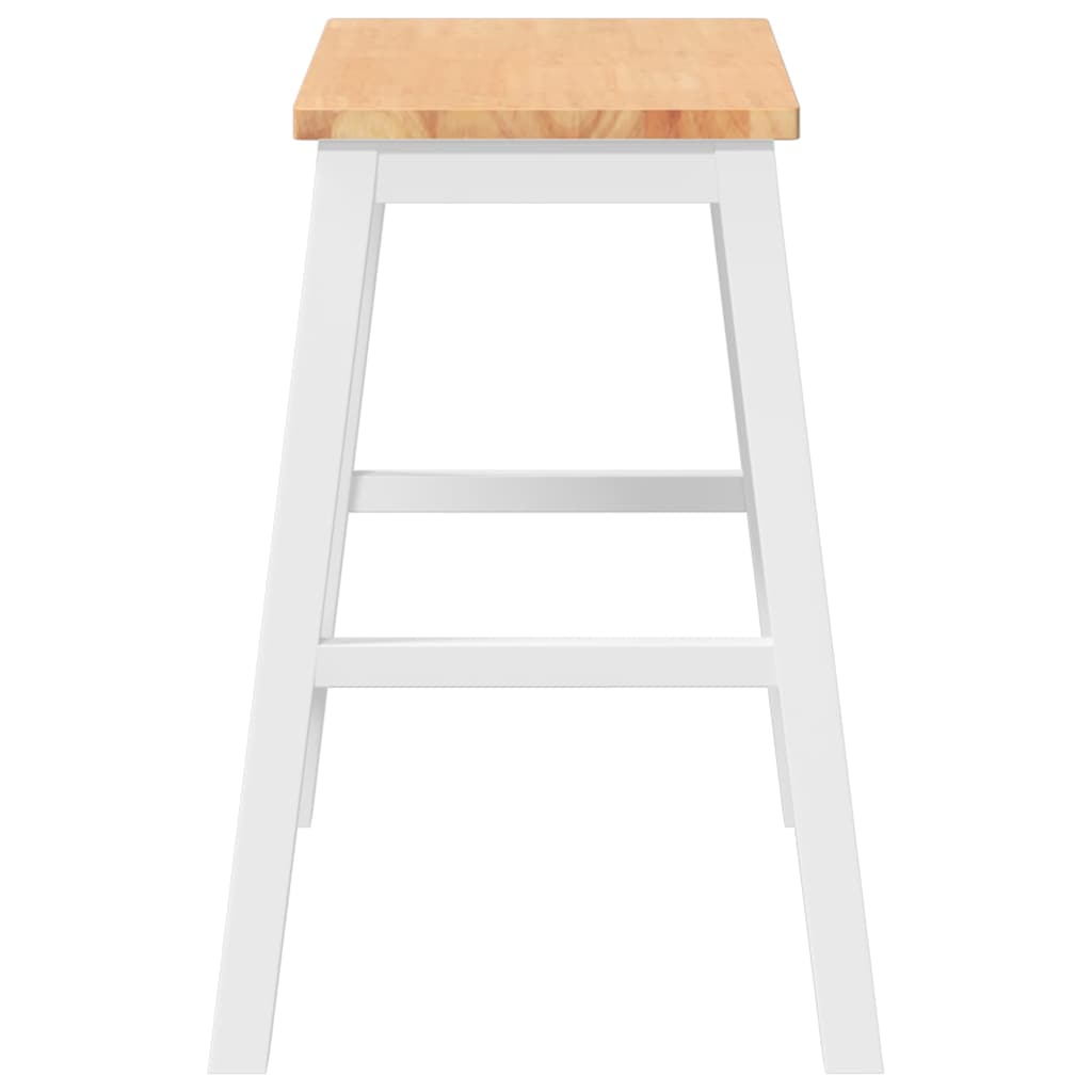 Chaises de bar 2 pcs blanc bois massif d'hévéa - XIOS
