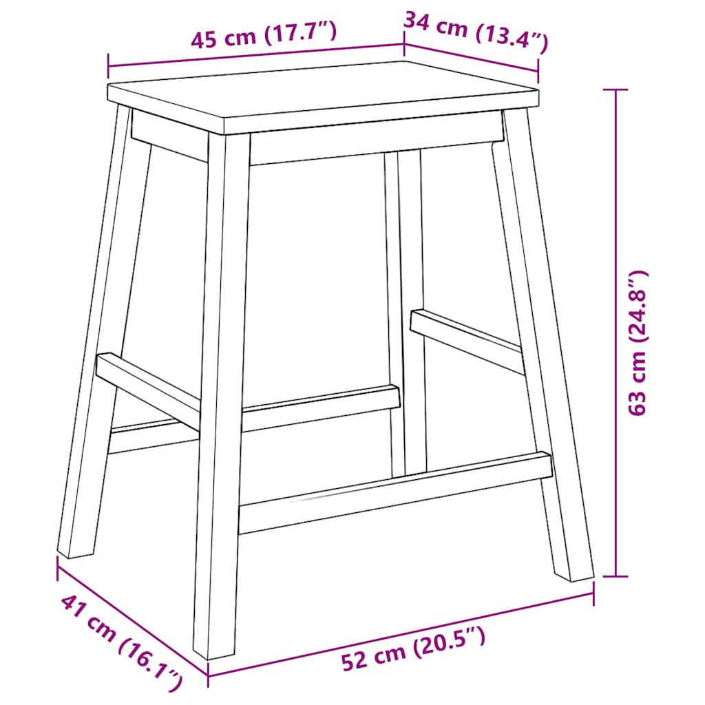 Chaises de bar 2 pcs blanc bois massif d'hévéa - XIOS