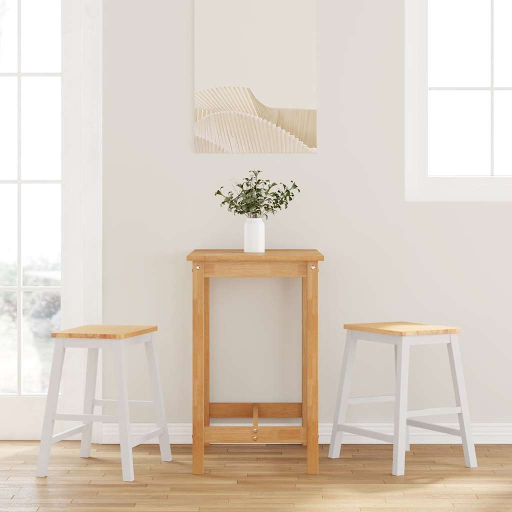 Chaises de bar 2 pcs blanc bois massif d'hévéa - XIOS