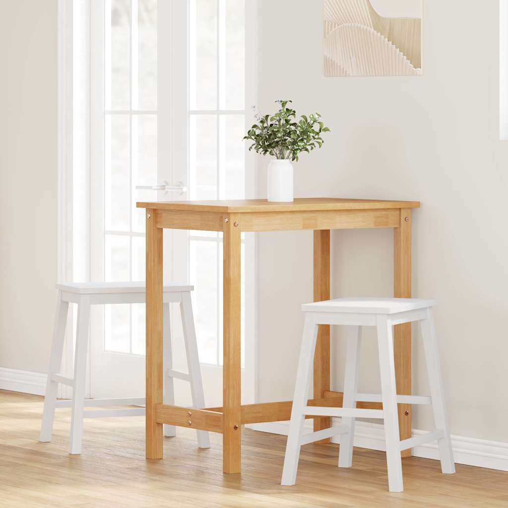 Chaises de bar 2 pcs blanc bois massif d'hévéa - XIOS