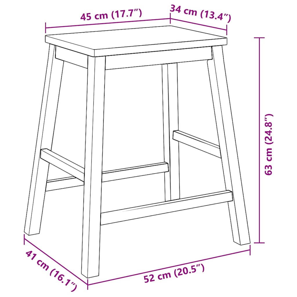 Chaises de bar 2 pcs blanc bois massif d'hévéa - XIOS
