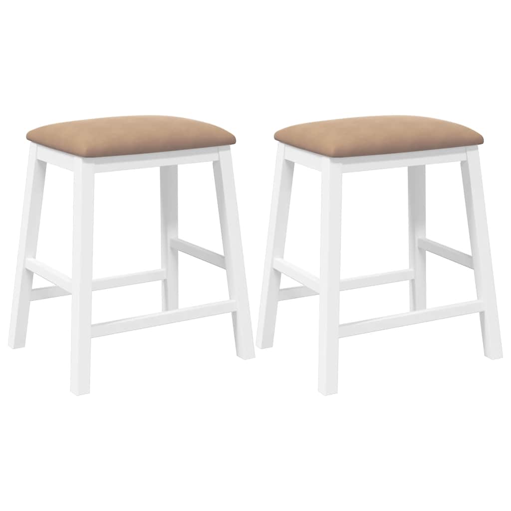 Chaises de bar avec coussins 2 pcs blanc bois massif d'hévéa - XIOS