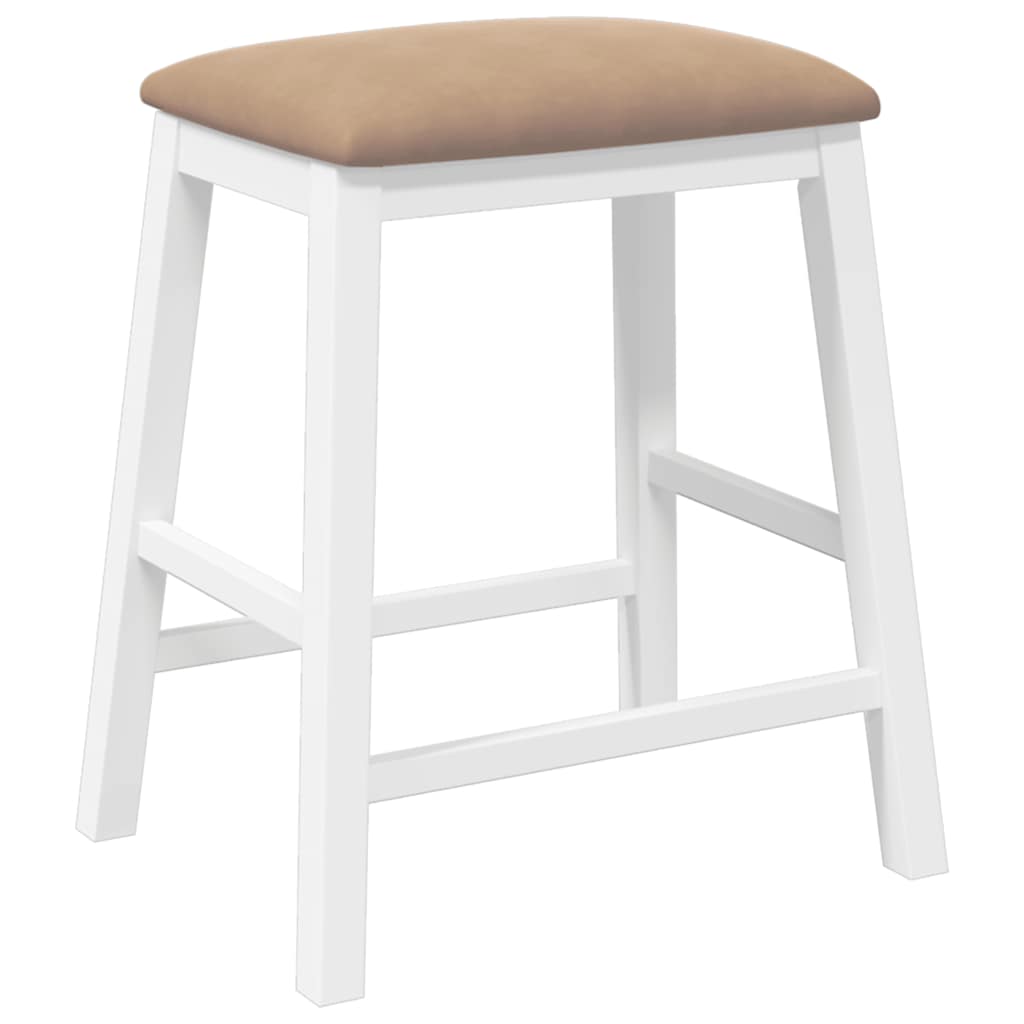Chaises de bar avec coussins 2 pcs blanc bois massif d'hévéa - XIOS