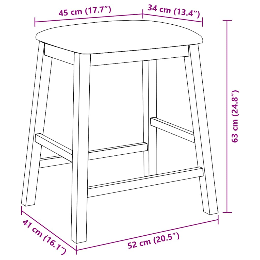 Chaises de bar avec coussins 2 pcs blanc bois massif d'hévéa - XIOS