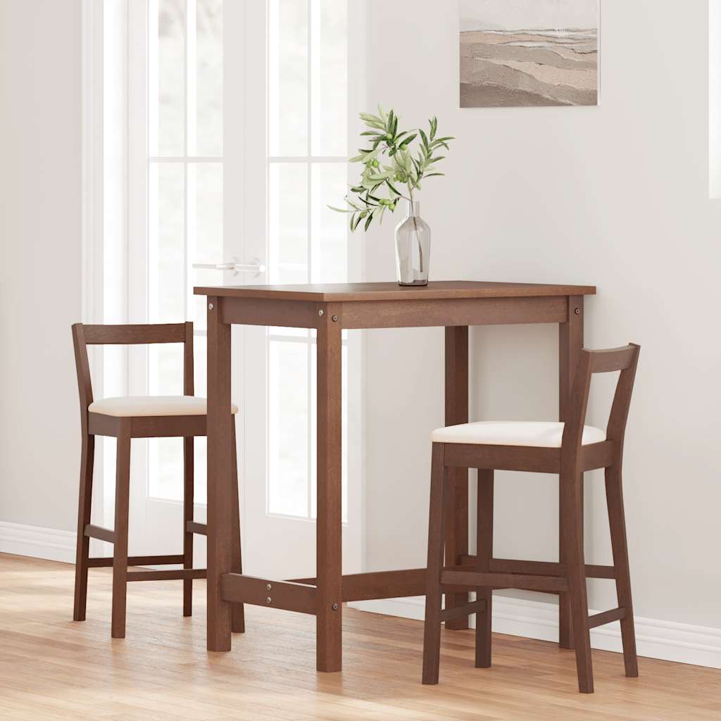 Tabourets de bar avec coussins (lot de 2) en bois massif marron et caoutchouc - XIOS