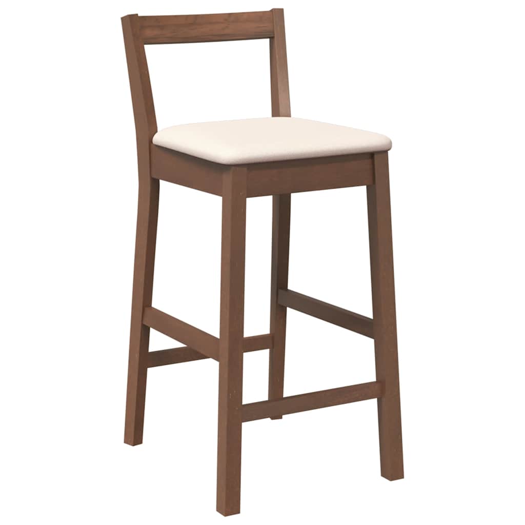 Tabourets de bar avec coussins (lot de 2) en bois massif marron et caoutchouc - XIOS