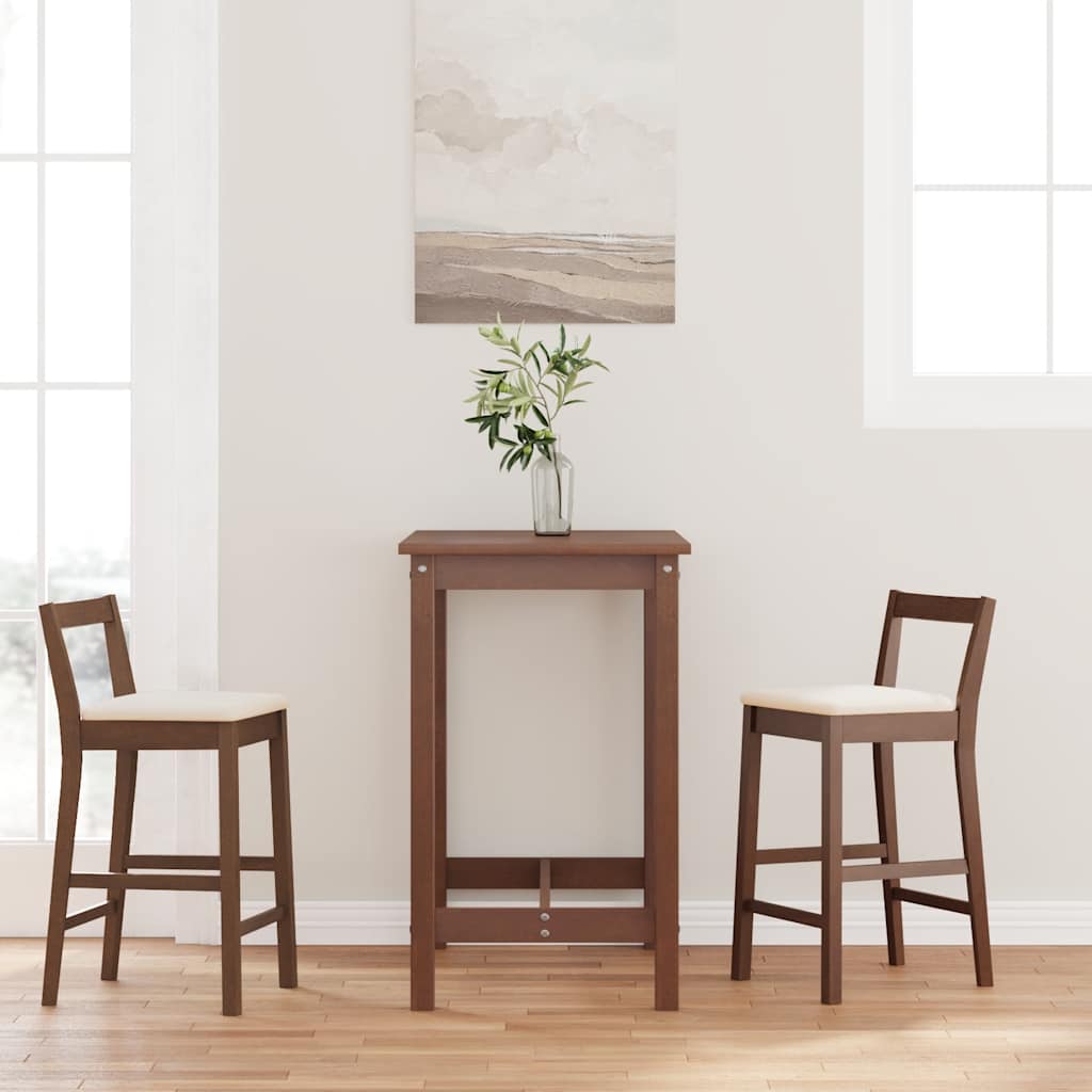 Tabourets de bar avec coussins (lot de 2) en bois massif marron et caoutchouc - XIOS