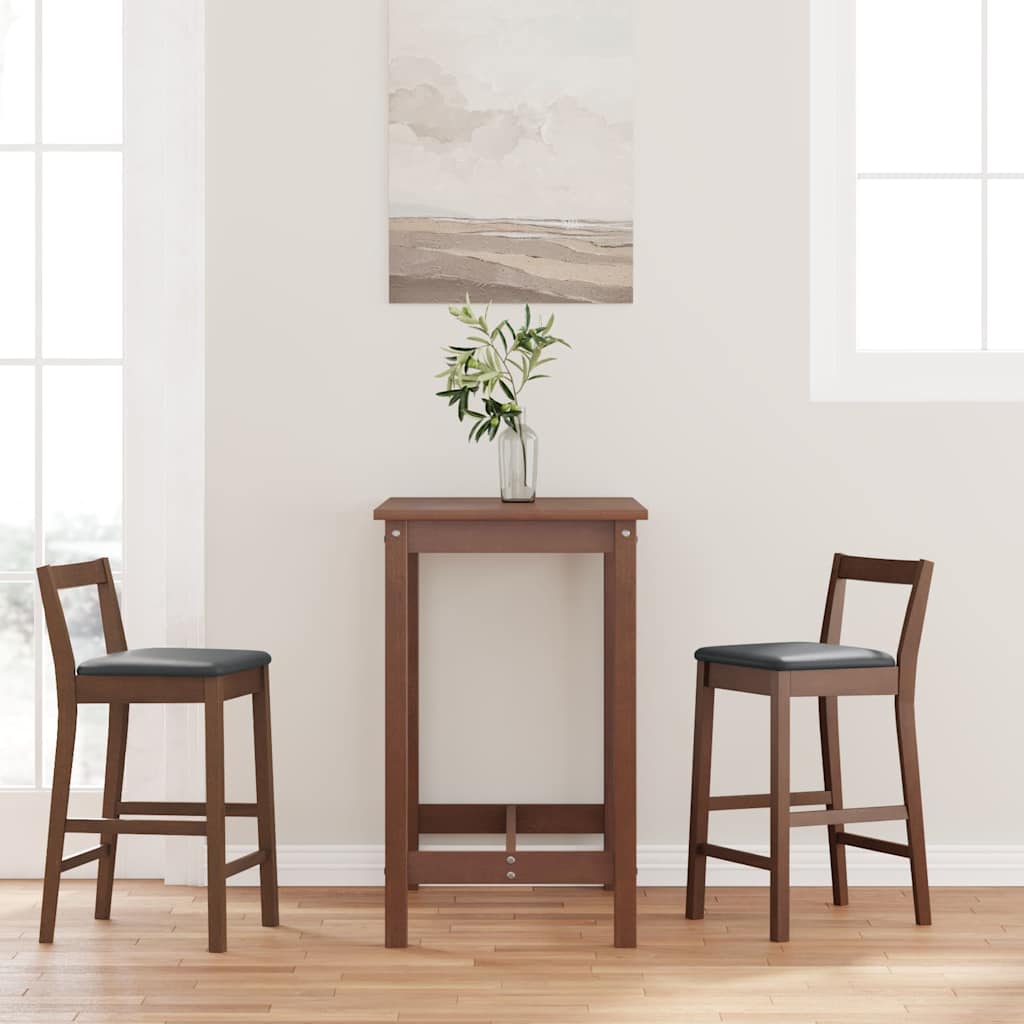 Tabourets de bar avec coussins (lot de 2) en bois massif marron et caoutchouc - XIOS