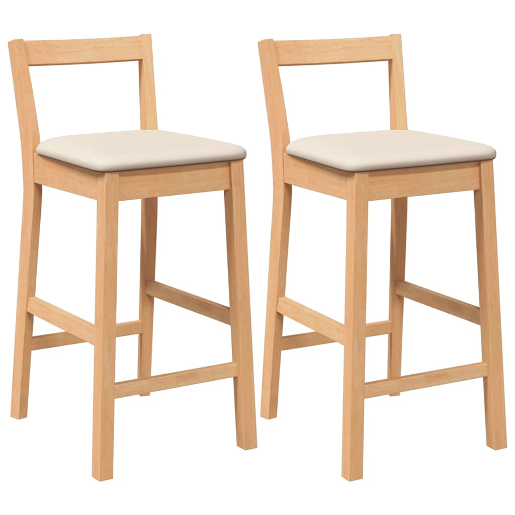 Tabourets de bar avec coussins (2 pcs) en bois massif naturel et caoutchouc - XIOS