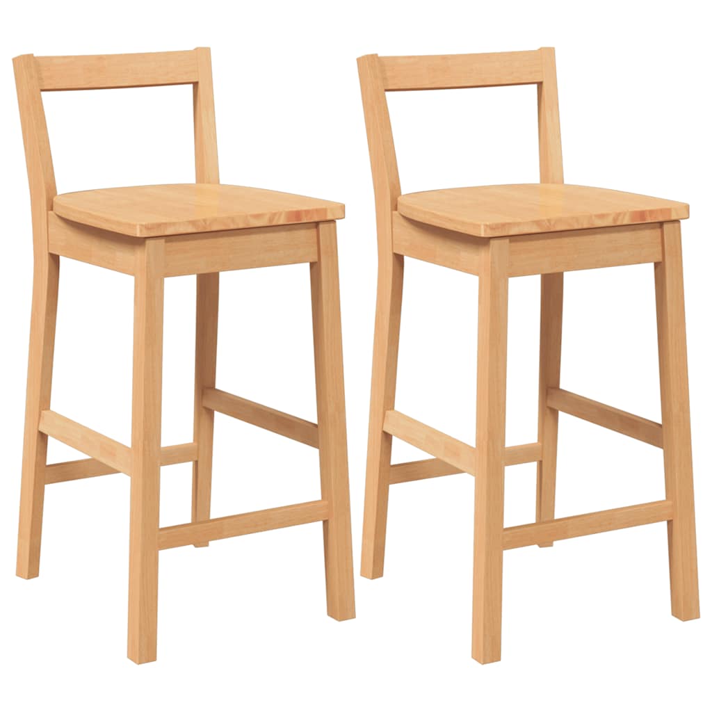 Tabourets de bar (lot de 2) en bois massif naturel et caoutchouc - XIOS