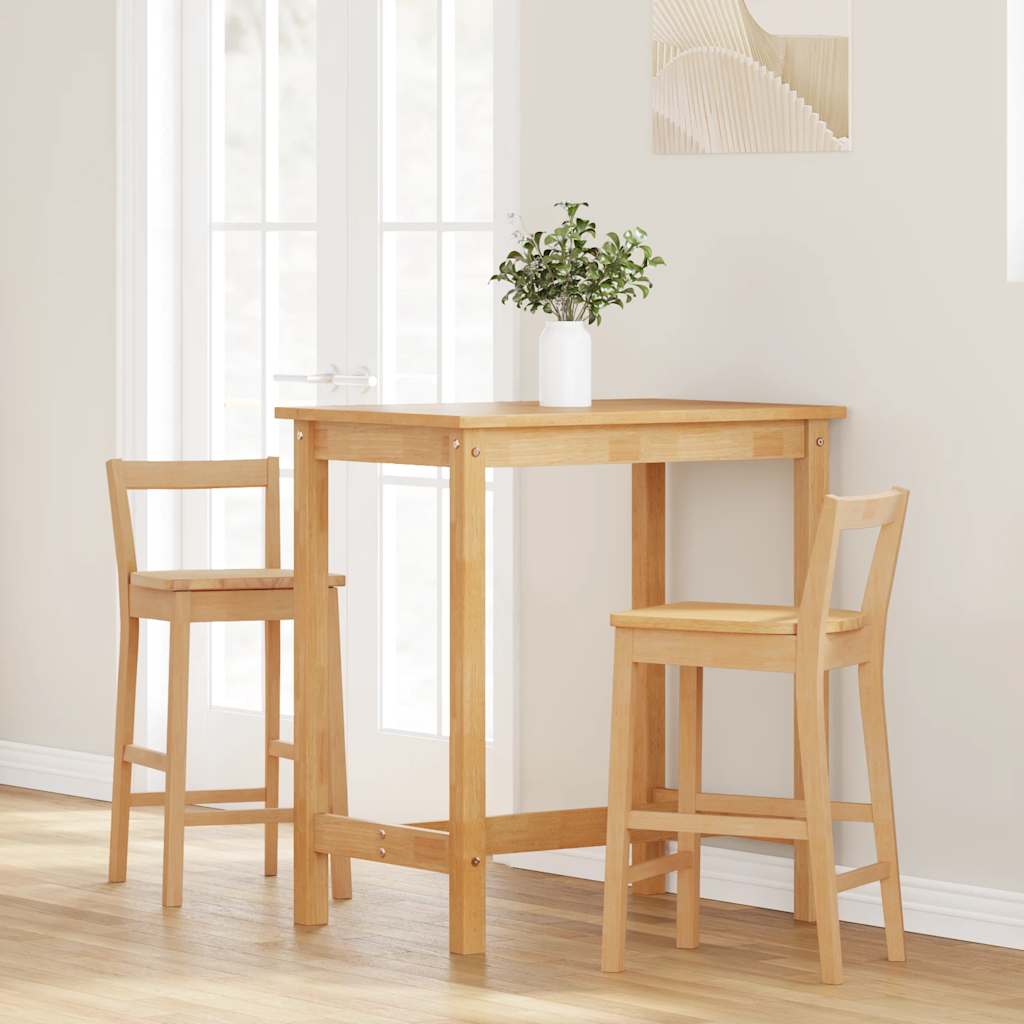 Tabourets de bar (lot de 2) en bois massif naturel et caoutchouc - XIOS