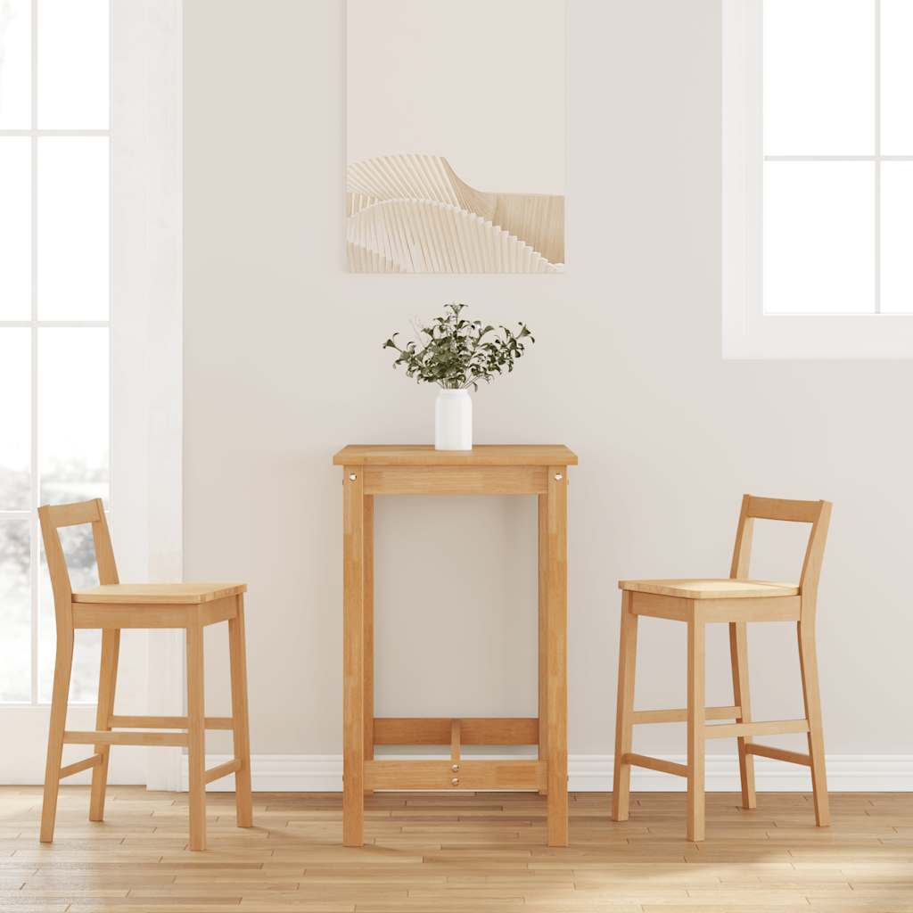 Tabourets de bar (lot de 2) en bois massif naturel et caoutchouc - XIOS