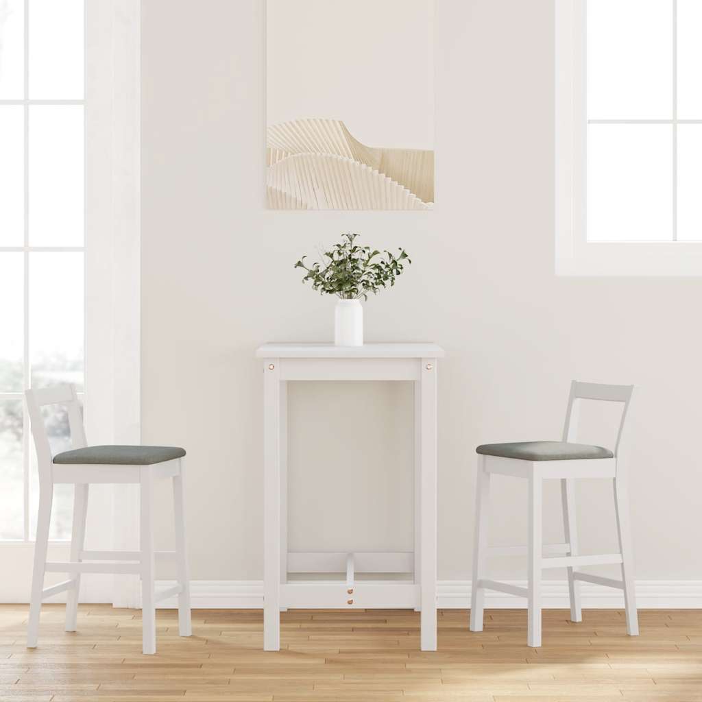 Tabourets de bar avec coussins (lot de 2) en bois massif blanc et caoutchouc - XIOS