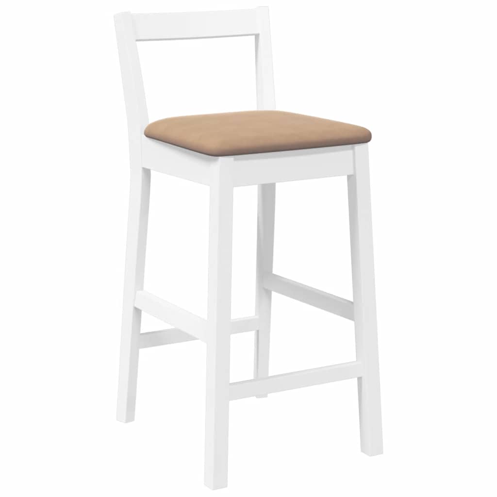 Tabourets de bar avec coussins (lot de 2) en bois massif blanc et caoutchouc - XIOS