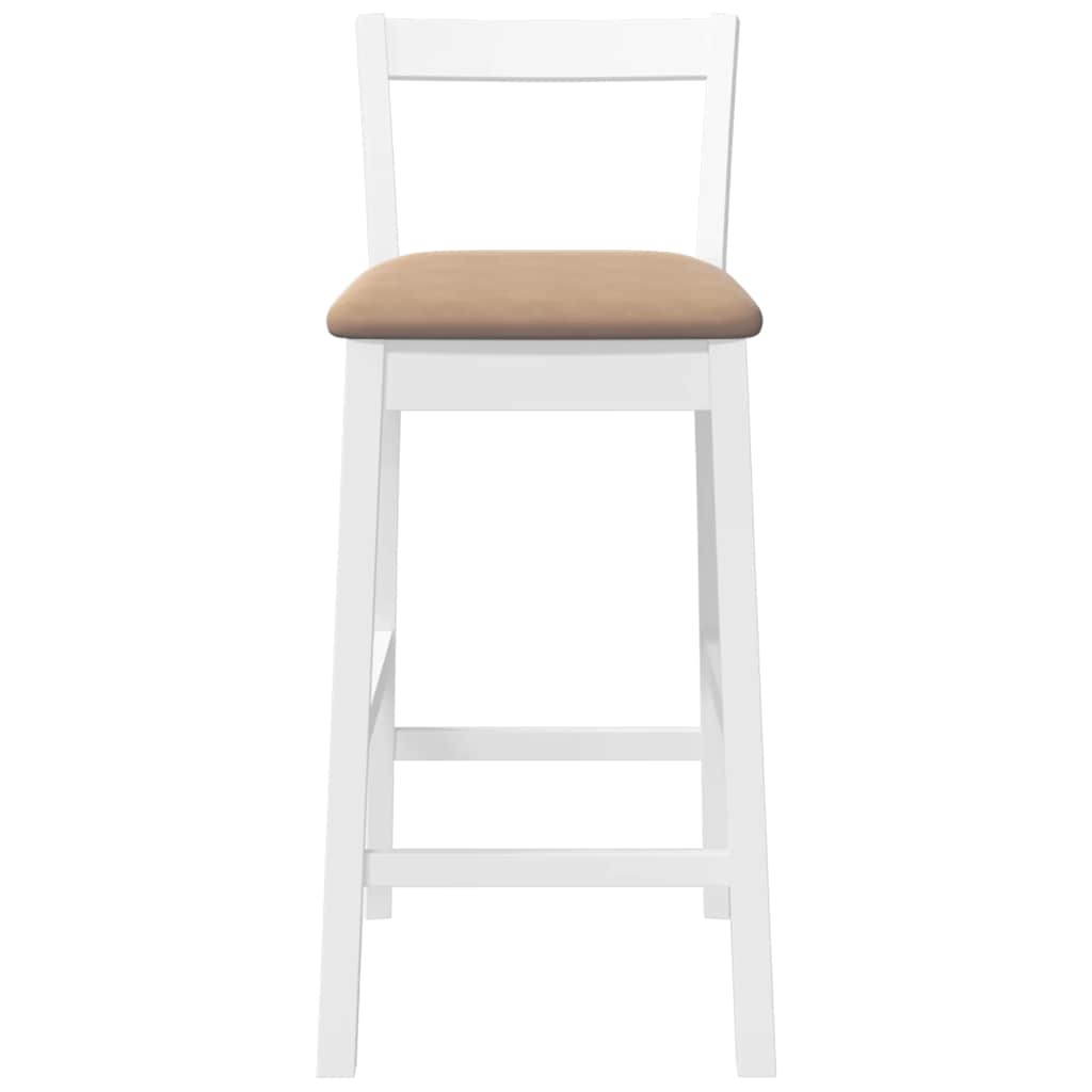 Tabourets de bar avec coussins (lot de 2) en bois massif blanc et caoutchouc - XIOS