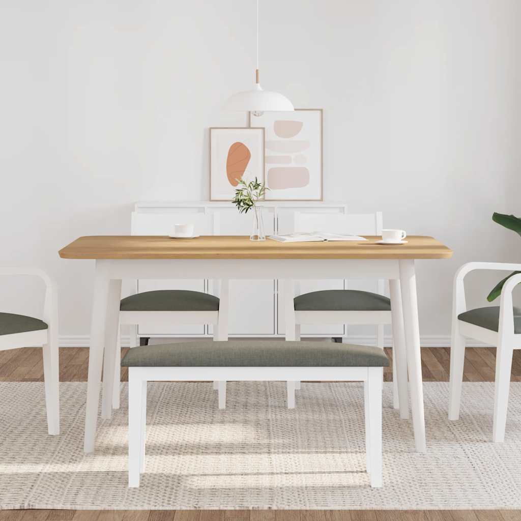 Banc 90 cm blanc bois massif caoutchouc - XIOS