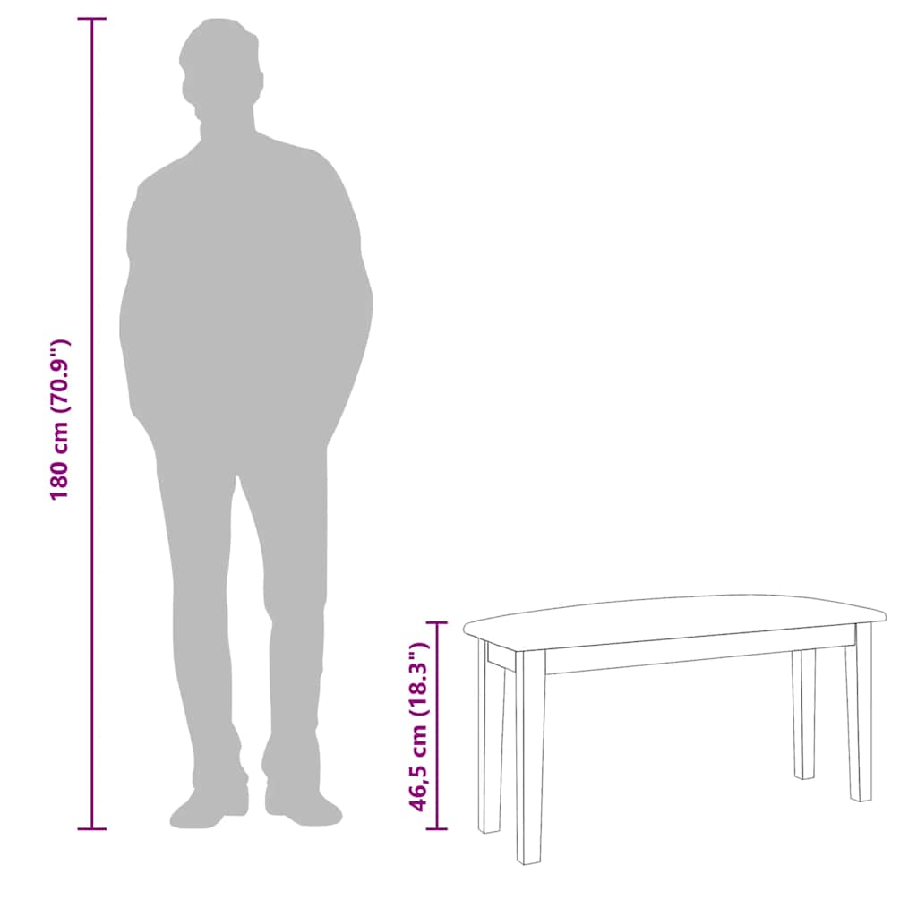 Banc 90 cm blanc bois massif caoutchouc - XIOS