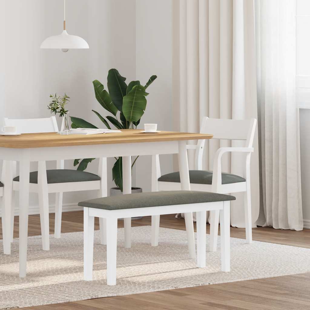 Banc 90 cm blanc bois massif caoutchouc - XIOS