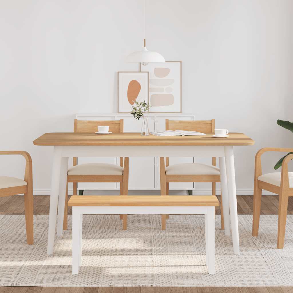 Banc 90 cm blanc bois massif caoutchouc - XIOS