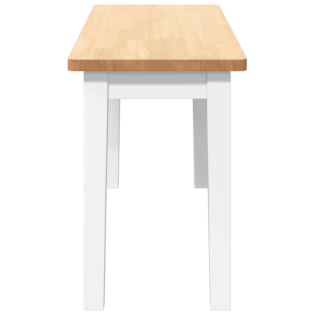 Banc 90 cm blanc bois massif caoutchouc - XIOS