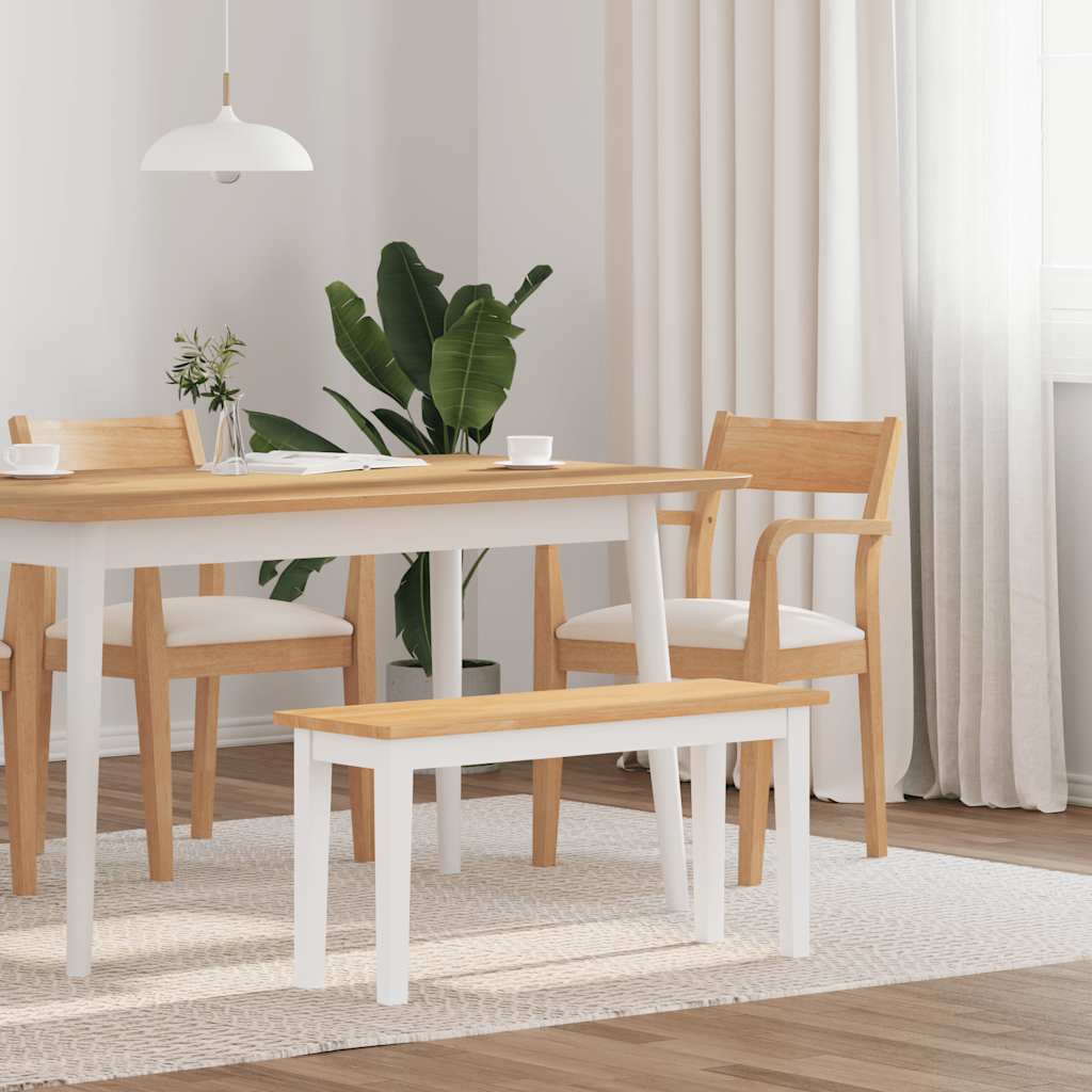 Banc 90 cm blanc bois massif caoutchouc - XIOS