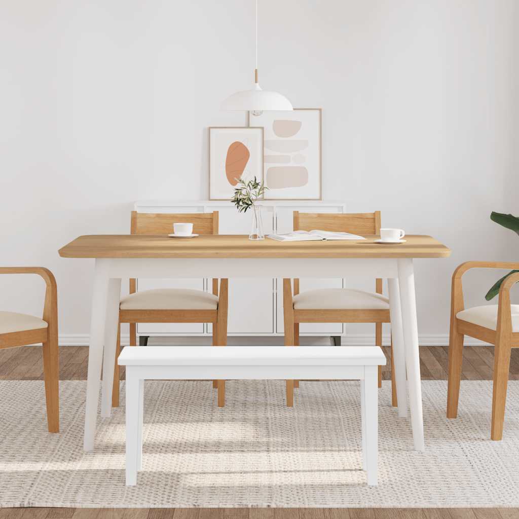 Banc 90 cm blanc bois massif caoutchouc - XIOS