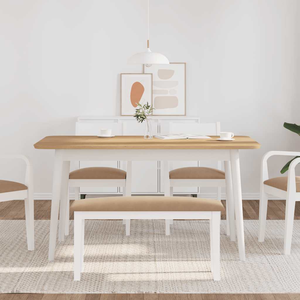 Banc 90 cm blanc bois massif caoutchouc - XIOS