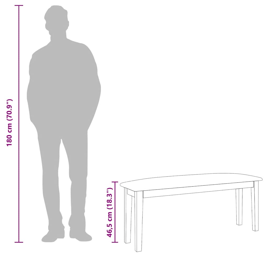 Banc 110 cm bois massif caoutchouc - XIOS