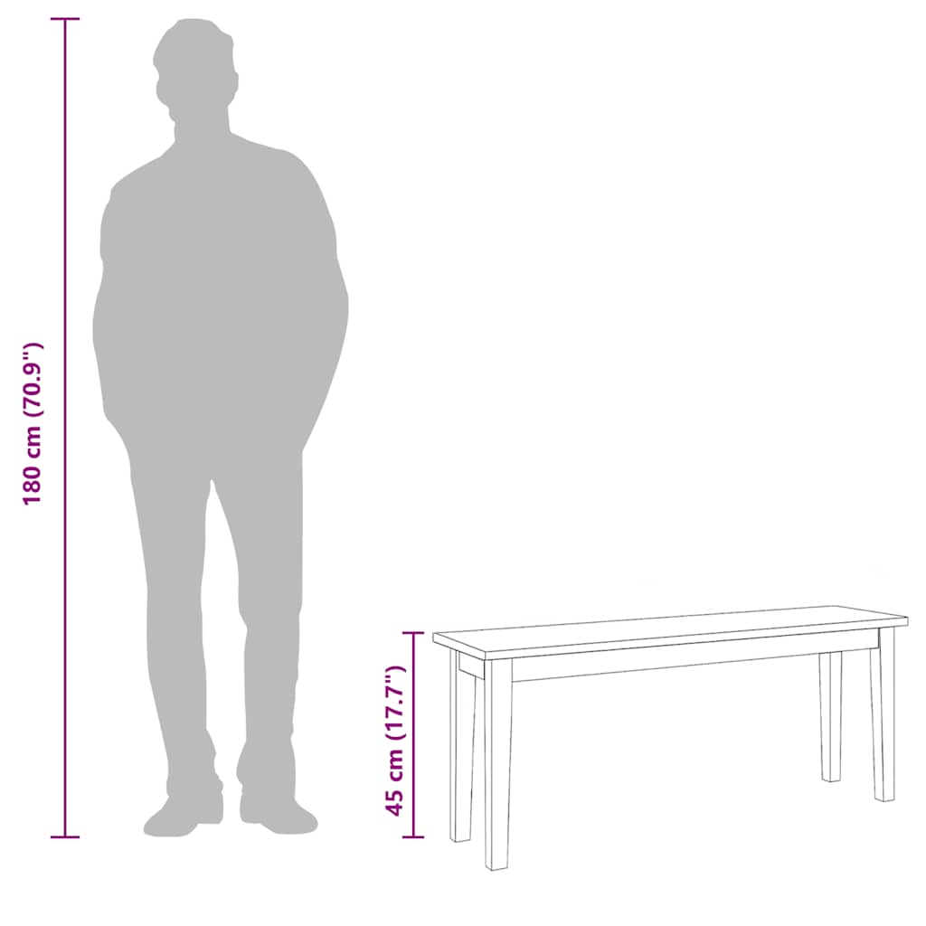 Banc 110 cm bois massif caoutchouc - XIOS
