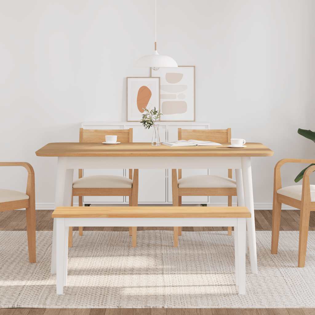 Banc 110 cm blanc bois massif caoutchouc - XIOS