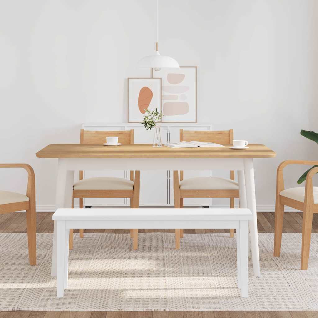 Banc 110 cm blanc bois massif caoutchouc - XIOS